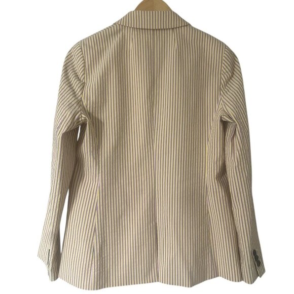 J. Crew Parke Classic Blazer In Seersucker Multicolor Stripe Size 8 - Picture 4 of 13